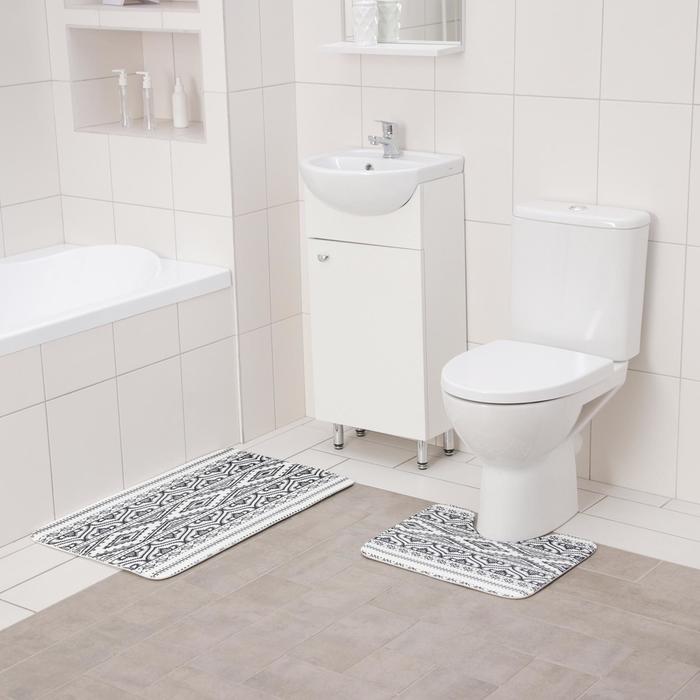Набор ковриков для ванны и туалета Доляна «Марокканский», 2 шт: 40×50, 50×80 см