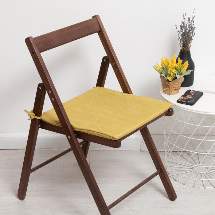 Сидушка на стул двусторонняя, цвет оливка/однотонная 40х40х1,5см