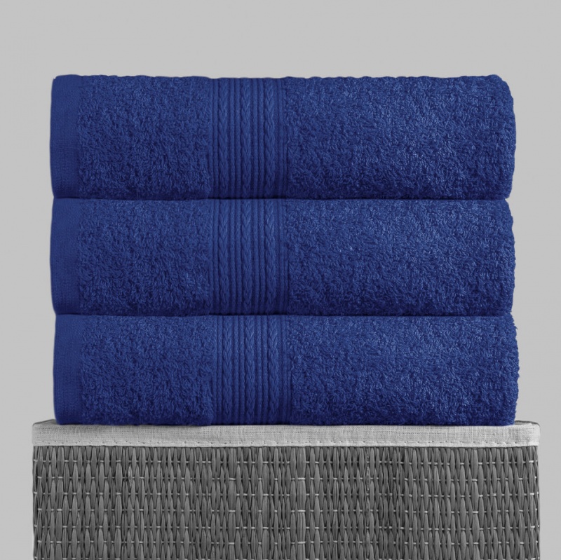 Полотенце махровое с бордюром (Темно-синий)