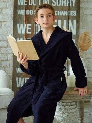 Подростковый бамбуковый халат Little gentleman (Navy)