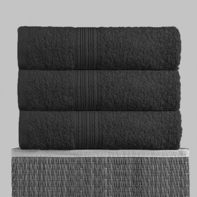 Полотенце махровое с бордюром (Черный)